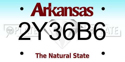 2Y36B6 Arkansas License Plate