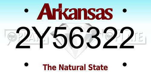 2Y56322 Arkansas License Plate