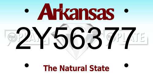 2Y56377 Arkansas License Plate