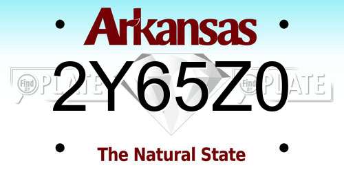 2Y65Z0 Arkansas License Plate