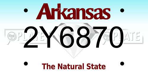 2Y6870 Arkansas License Plate