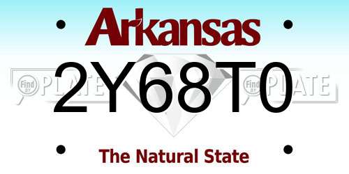 2Y68T0 Arkansas License Plate