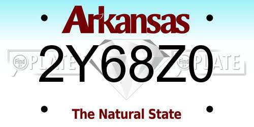 2Y68Z0 Arkansas License Plate