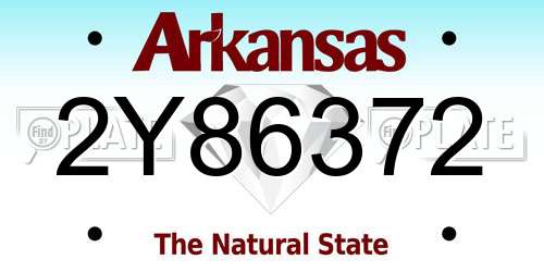 2Y86372 Arkansas License Plate