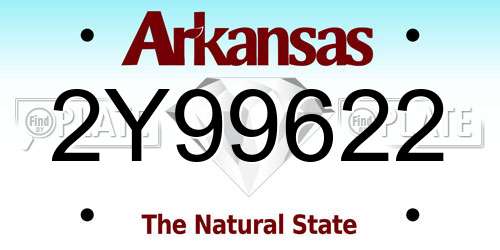 2Y99622 Arkansas License Plate