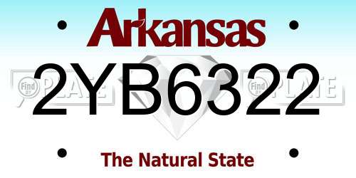 2YB6322 Arkansas License Plate