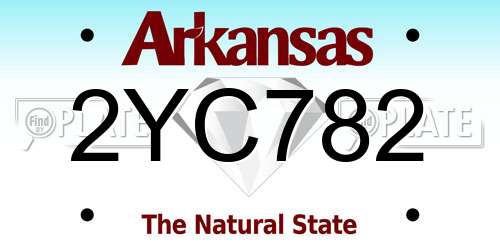 2YC782 Arkansas License Plate