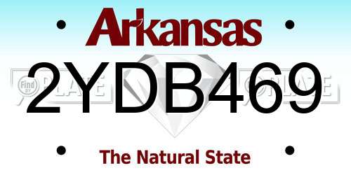 2YDB469 Arkansas License Plate