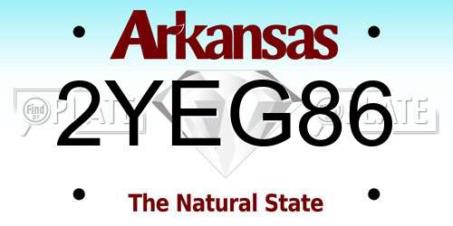 2YEG86 Arkansas License Plate