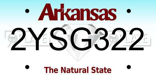 2YSG322 Arkansas License Plate