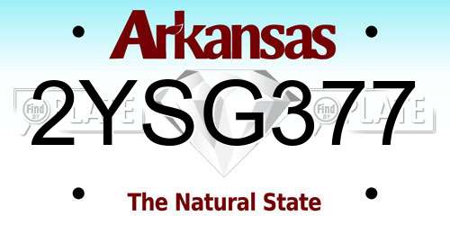 2YSG377 Arkansas License Plate