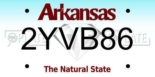 2YVB86 Arkansas License Plate