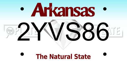 2YVS86 Arkansas License Plate