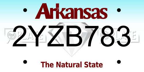 2YZB783 Arkansas License Plate