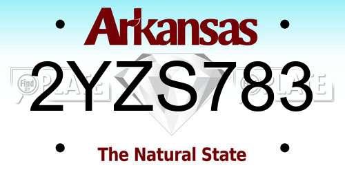 2YZS783 Arkansas License Plate