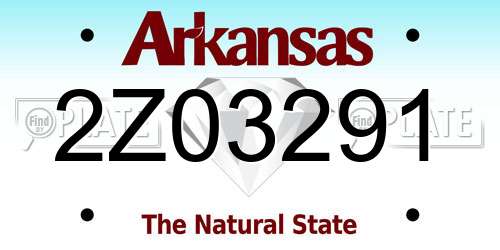 2Z03291 Arkansas License Plate