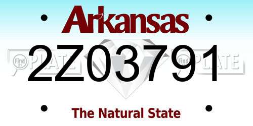 2Z03791 Arkansas License Plate