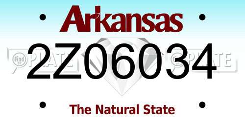 2Z06034 Arkansas License Plate