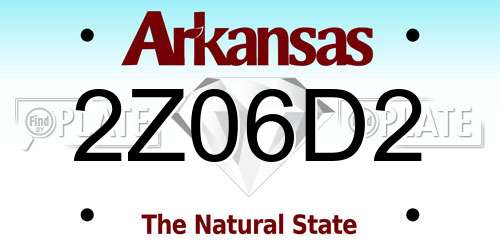 2Z06D2 Arkansas License Plate