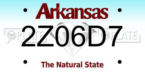 2Z06D7 Arkansas License Plate