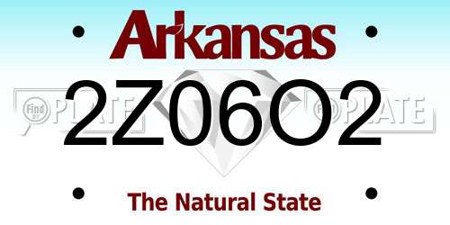 2Z06O2 Arkansas License Plate