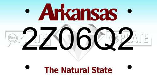 2Z06Q2 Arkansas License Plate