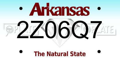 2Z06Q7 Arkansas License Plate