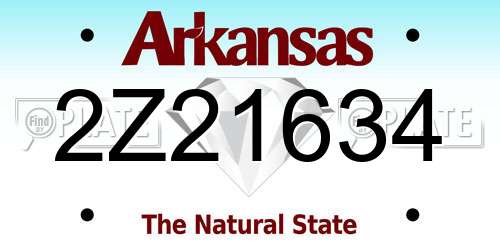 2Z21634 Arkansas License Plate