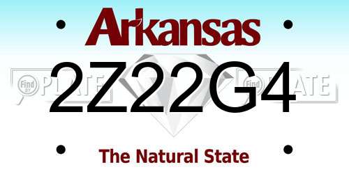 2Z22G4 Arkansas License Plate