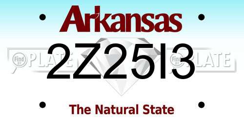 2Z25I3 Arkansas License Plate