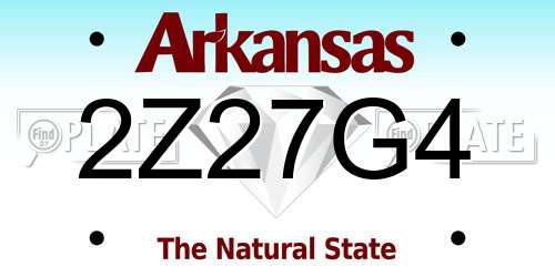 2Z27G4 Arkansas License Plate
