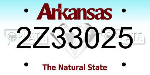 2Z33025 Arkansas License Plate