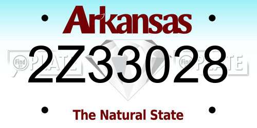 2Z33028 Arkansas License Plate