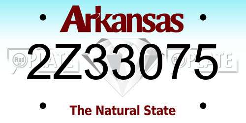 2Z33075 Arkansas License Plate