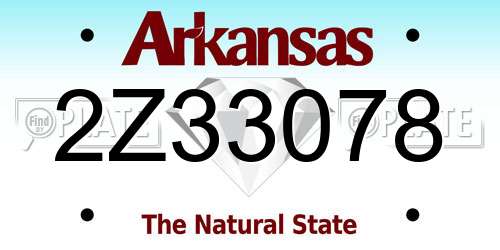 2Z33078 Arkansas License Plate