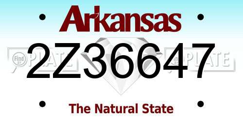 2Z36647 Arkansas License Plate