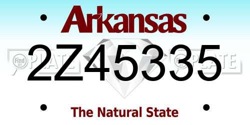 2Z45335 Arkansas License Plate
