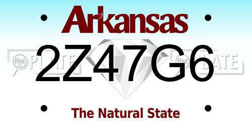 2Z47G6 Arkansas License Plate