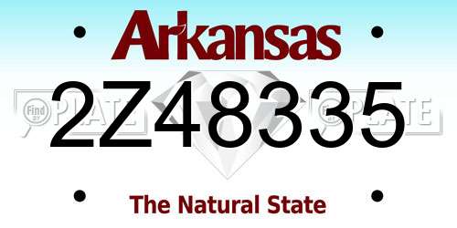2Z48335 Arkansas License Plate