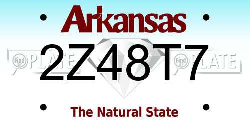 2Z48T7 Arkansas License Plate