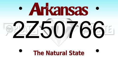 2Z50766 Arkansas License Plate