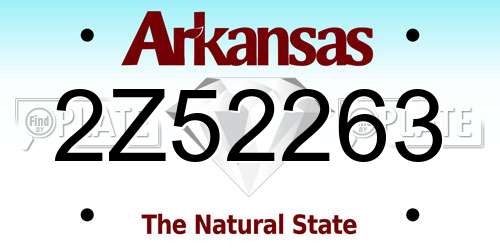2Z52263 Arkansas License Plate