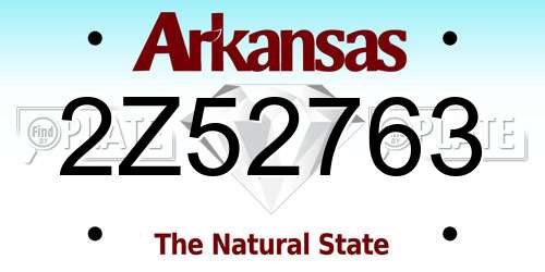 2Z52763 Arkansas License Plate
