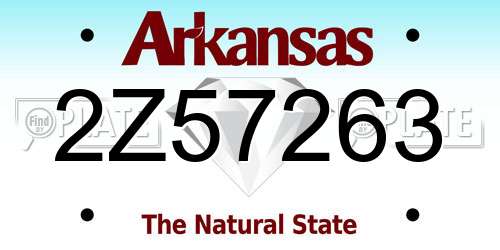 2Z57263 Arkansas License Plate