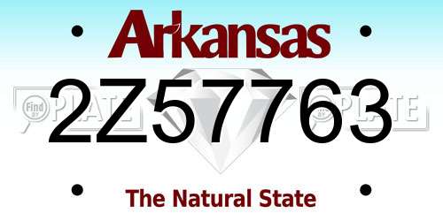 2Z57763 Arkansas License Plate