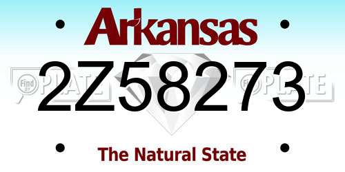 2Z58273 Arkansas License Plate