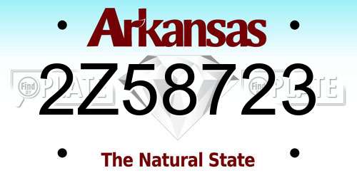 2Z58723 Arkansas License Plate