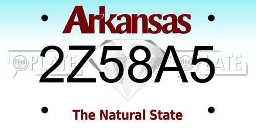 2Z58A5 Arkansas License Plate