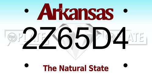 2Z65D4 Arkansas License Plate