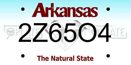 2Z65O4 Arkansas License Plate